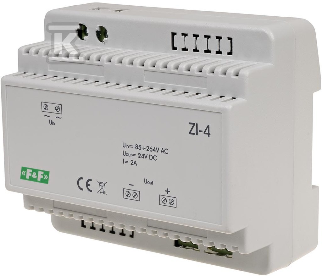 Zasilacz impulsowy ZI-4, napięcie wejściowe 85-264V AC, napięcie wyjściowe 5, 12, 15, 18, 24, 48 V DC, P=50W, 6 modułów - obrazek 1