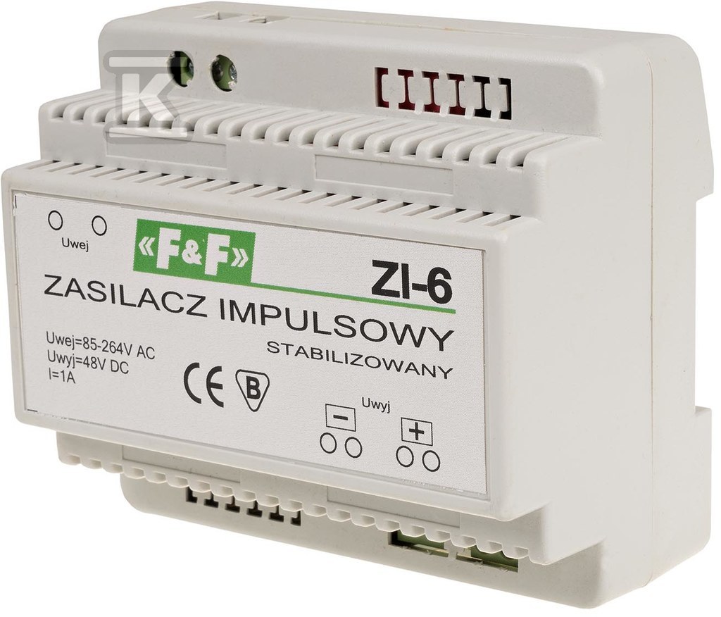 Zasilacz impulsowy ZI-6, napięcie wejściowe 85-264V AC, napięcie wyjściowe 5, 12, 15, 18, 24, 48 V DC, P=50W, 6 modułów - obrazek 1