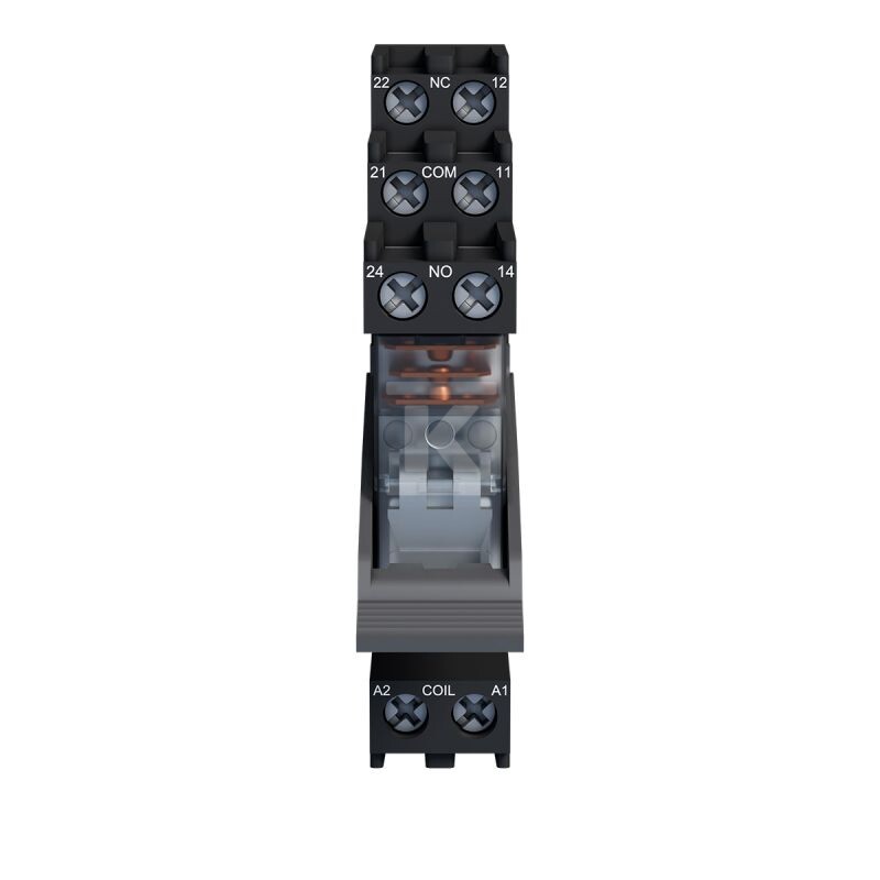 Przekaźnik interfejsowy PG-2P-12A-24DC + gniazdo przekaźnikowe GN-2P-M + obejma wyrzutnikowa K-GN-2P + moduł przeciwprzepięciowy LED GN-LV-24 DTA882 - obrazek 1