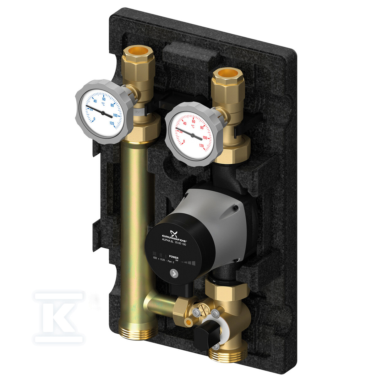 Grupa pompowa MeiFlow S MK 1 1/4" z mieszaczem z pompą Grundfos Alpha 2 32-60, wykonanie lewe? MEIH-L66832.30 - obrazek 1