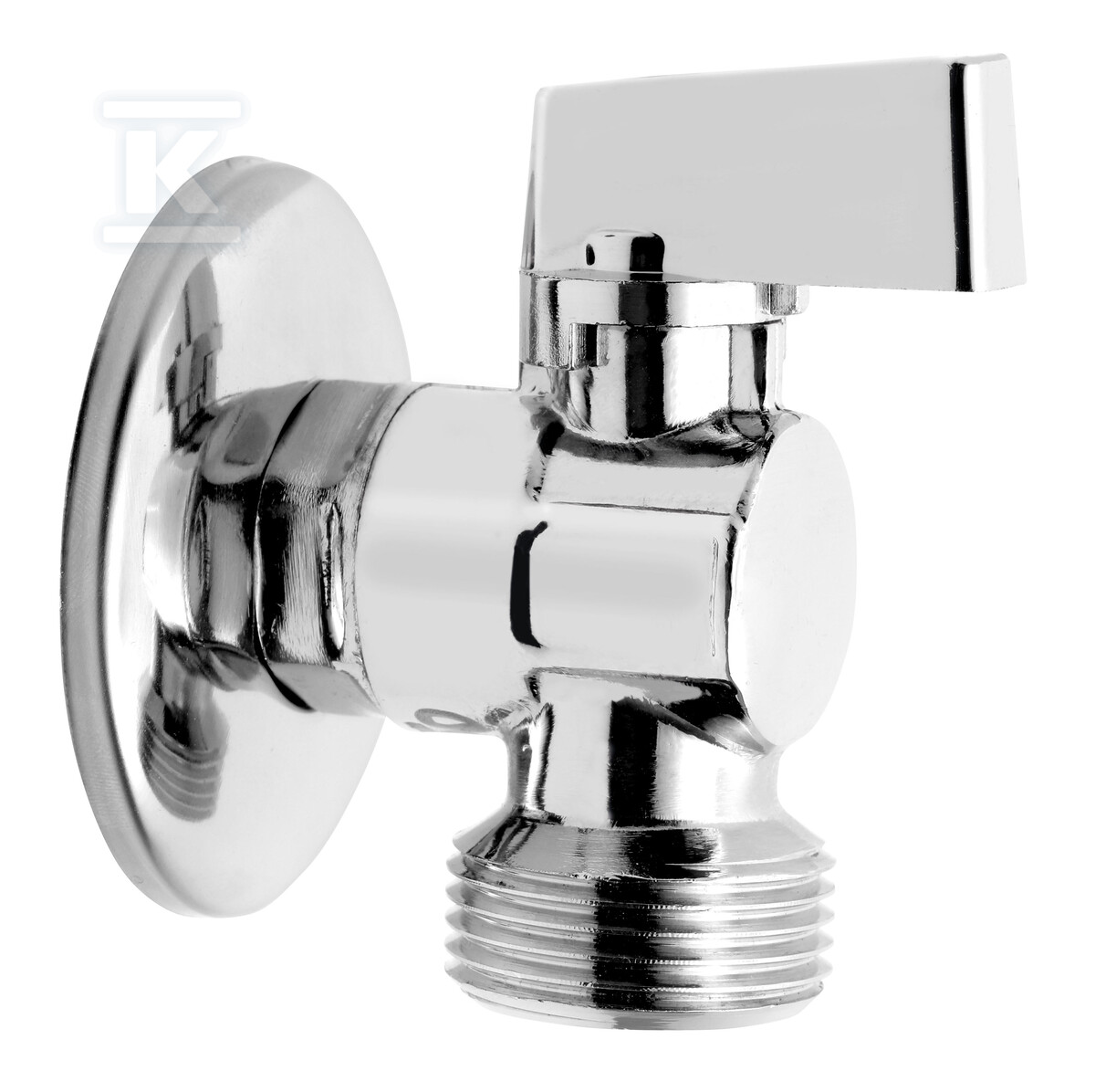 Zawór kulowy kątowy z aluminiowym uchwytem z rozetą, z zaworem zwrotnym 1-2"x3-4" CF3027 - obrazek 1