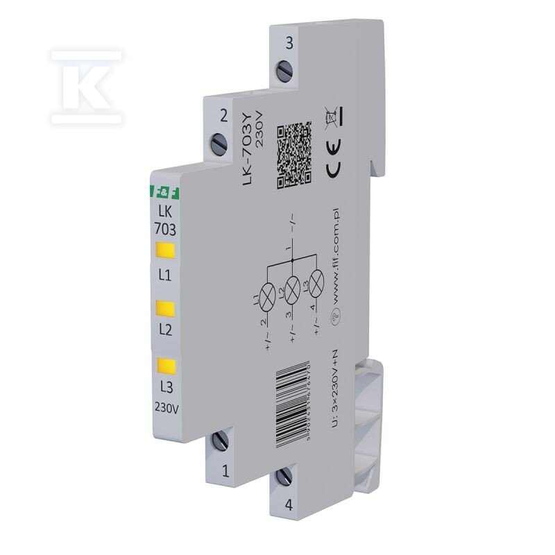 Lampka kontrolna zasilania LK-703Y 1/3S 3X230V 3xLED żółta