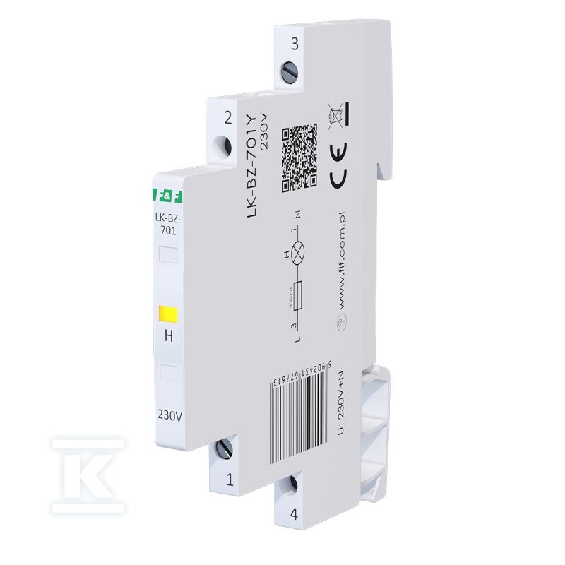 Lampka kontrolna zasilania z zabezpieczeniem LK-BZ-701Y 1/3S 230V 1xLED ŻÓŁTA