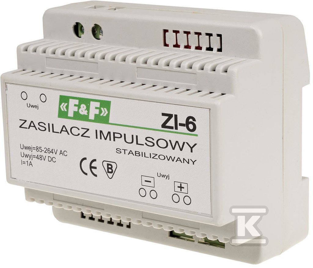 Zasilacz impulsowy ZI-6, napięcie wejściowe 85-264V AC, napięcie wyjściowe 5, 12, 15, 18, 24, 48 V DC, P=50W, 6 modułów - obrazek 2