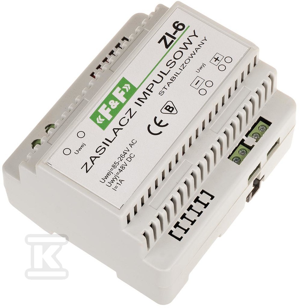 Zasilacz impulsowy ZI-6, napięcie wejściowe 85-264V AC, napięcie wyjściowe 5, 12, 15, 18, 24, 48 V DC, P=50W, 6 modułów - obrazek 3