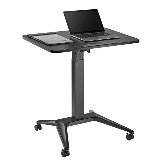 Mobilne biurko stolik na laptop Maclean, czarne, pneumatyczna regulacja wysokości, 80x52cm, 8kg max, 109cm wys, MC‑453B