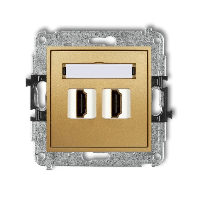 MINI Mechanizm gniazda podwójnego HDMI 2.0 złoty 29MHDMI‑4 - obrazek 1