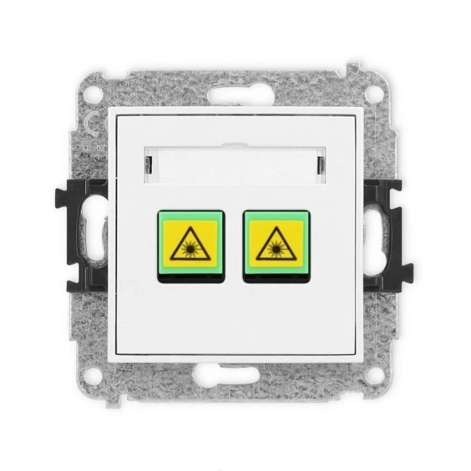 MINI Mechanizm gniazda światłowodowego/optycznego podwójnego biały mat 25MGOP‑2 - obrazek 1