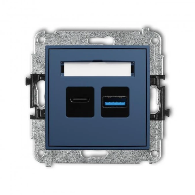 MINI Mechanizm ładowarki USB podwójnej USB C + USB A, 30W max. navy blue 64MCUSB‑10 - obrazek 1