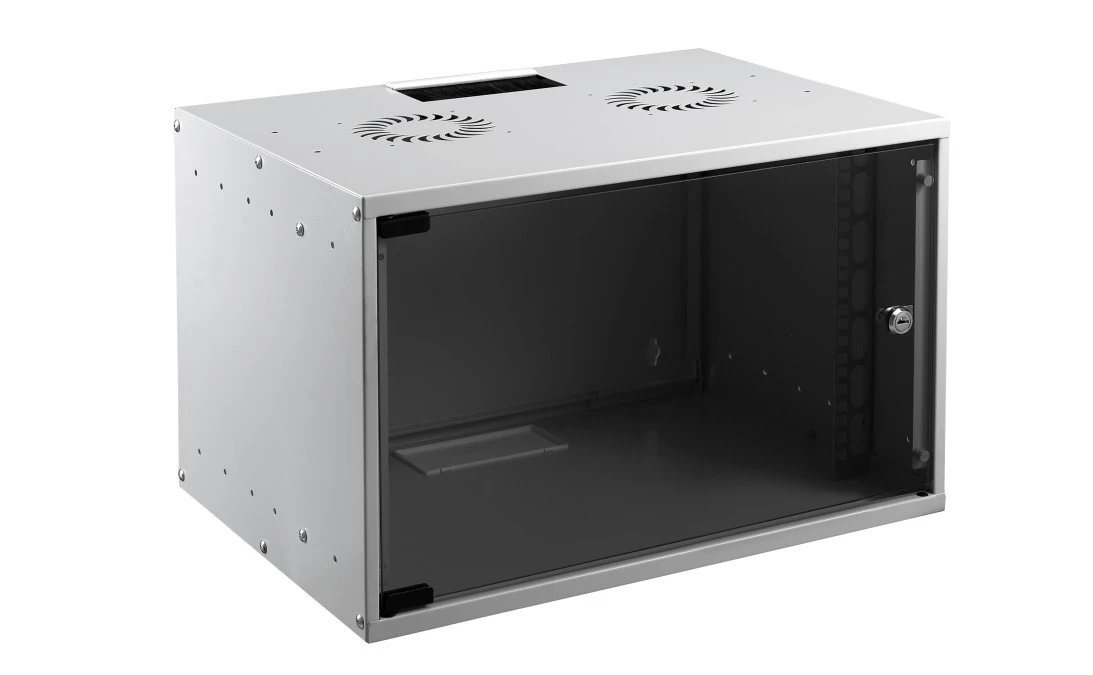 MIRSAN SOHO Szafa wisząca RACK 19 cali 4U 600mm szara szklane drzwi FLAT PACK ( do samodzielnego montażu )