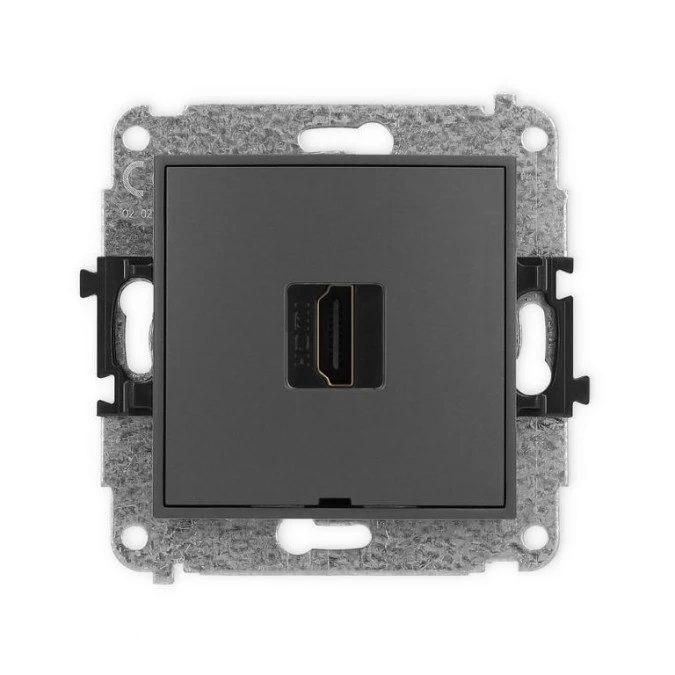 MINI Mechanizm gniazda pojedynczego HDMI 2.1, 8K, bez pola opisowego grafitowy mat 28MHDMIBO‑5 - obrazek 1