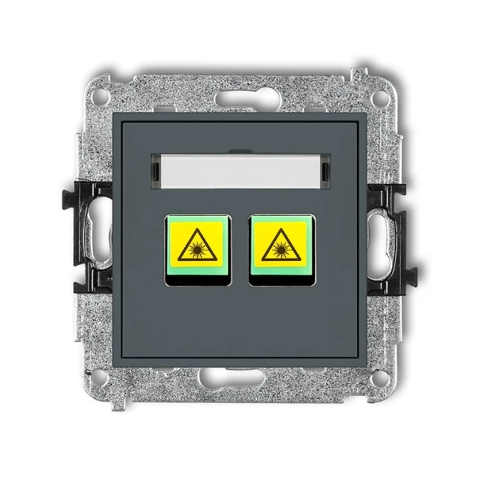 MINI Mechanizm gniazda multimedialnego podwójnego bez modułu (standard Keystone) grafitowy mat 28MGM‑2P - obrazek 1