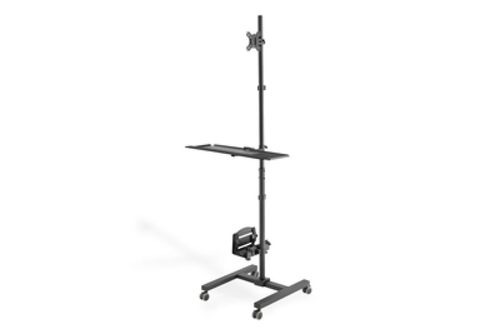 Mobilna stacja robocza, 1xLCD + klawiatura, max. 32, max. 8kg, uchylno‑obrotowe 360 (PIVOT) czarna DA‑90374