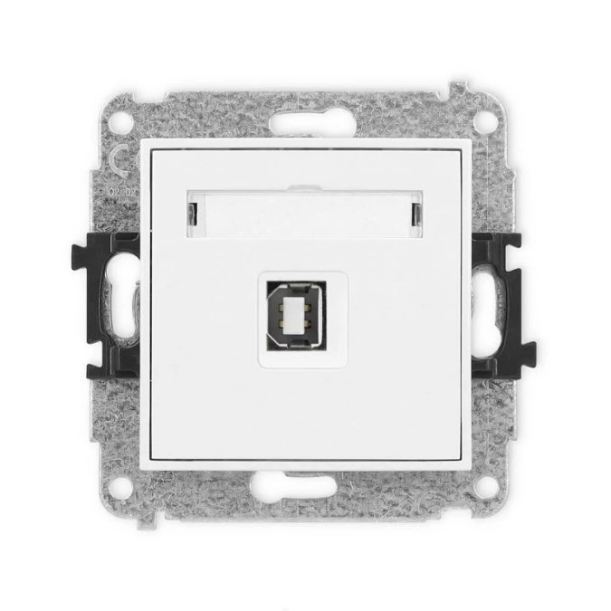 MINI Mechanizm gniazda pojedynczego USB A‑B 2.0 biały mat 25MGUSB‑3 - obrazek 1