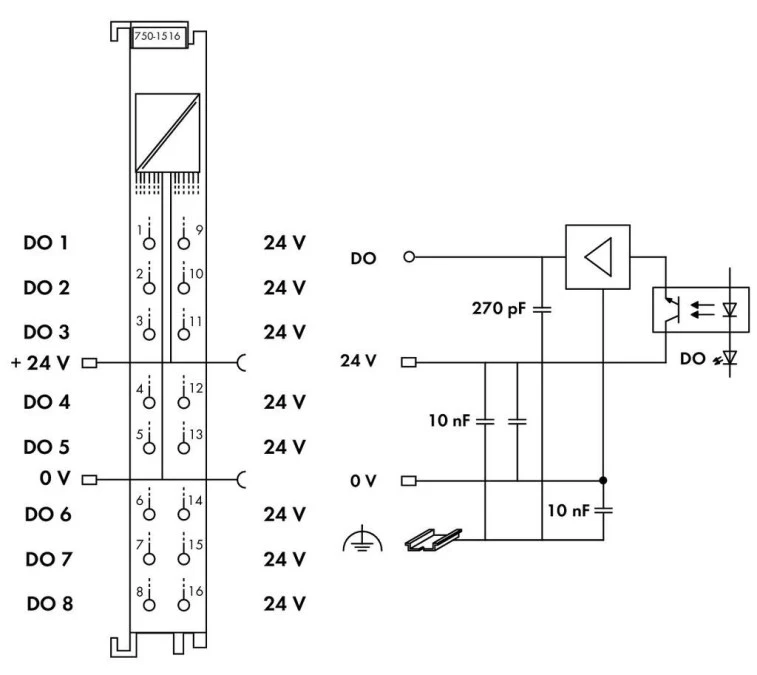 Moduł 8DO 24V DC 0,5A 750‑1516 - obrazek 3