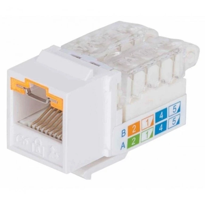 Moduł Keystone RJ45 Cat6 UTP z funkcją blokady portu, biały - obrazek 1