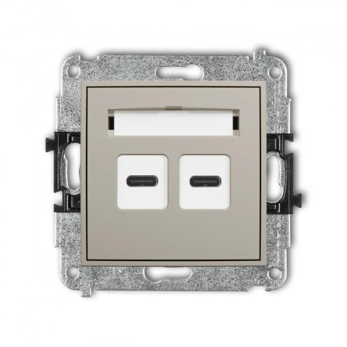 MINI Mechanizm ładowarki USB podwójnej 2xUSB C, 30W max. taupe 60MCUSB‑9 - obrazek 1