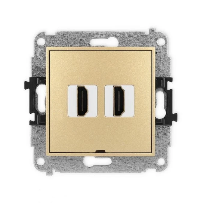 MINI Mechanizm gniazda podwójnego HDMI 2.1, 8K, bez pola opisowego złoty 29MHDMIBO‑6 - obrazek 1