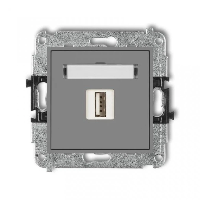 MINI Ładowarka USB pojedyncza 5V 2A szary mat 27MCUSB‑3 - obrazek 1