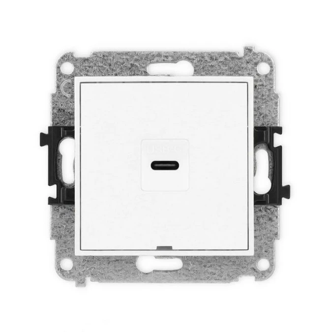 MINI Mechanizm gniazda pojedynczego 1xUSB C‑C, bez pola opisowego biały mat 25MGUSBBO‑7 - obrazek 1