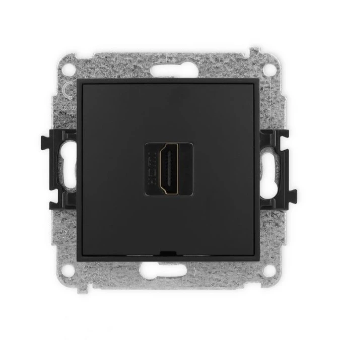 MINI Mechanizm gniazda pojedynczego HDMI 2.1, 8K, bez pola opisowego czarny mat 12MHDMIBO‑5 - obrazek 1
