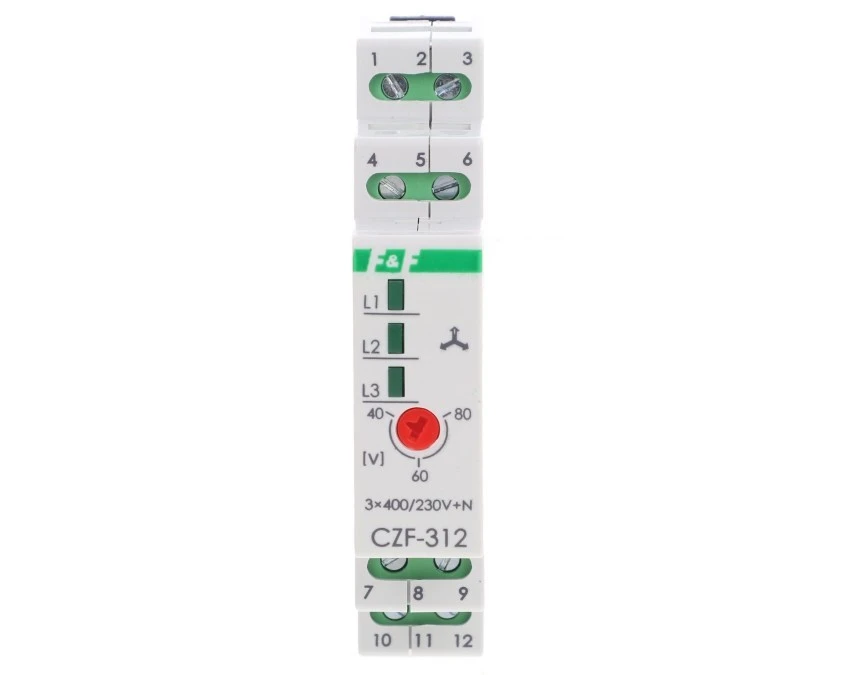 Mikroprocesorowy przekaźnik zaniku i asymetrii faz monitor t0,2s montaż na szynie DIN,True RMS CZF‑312‑TRMS - obrazek 2