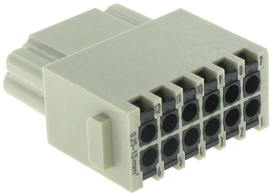Moduł Han DD 12 pinów (Quick‑Lock: 0,25‑1,5 mm2) żeński 250V 10A Han Modular 09140122732 - obrazek 1
