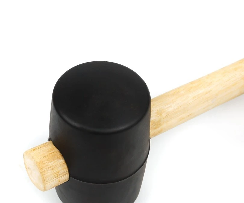 Młotek gumowy, czarny z drewnianą rączką 60 mm 450 g (39‑005) - obrazek 2