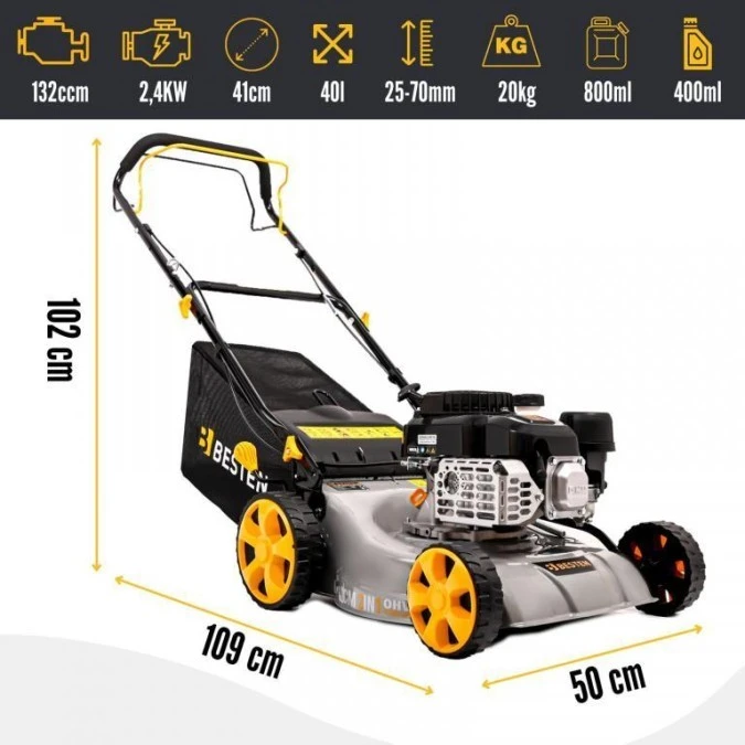Mocna Kosiarka Spalinowa Do Trawy Z Napędem Ohv 132Cc 41Cm Olej Lekka 2Xnóż - obrazek 2
