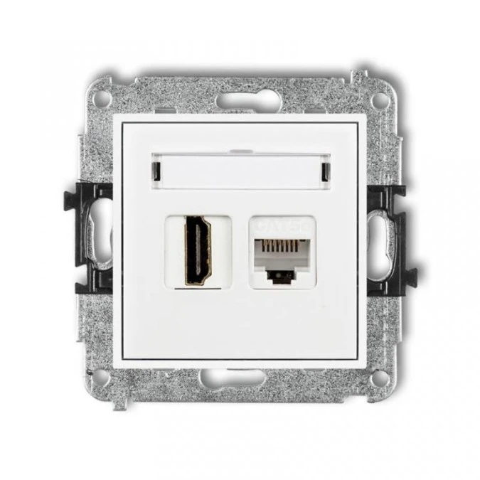 MINI Gniazdo pojedynczego HDMI + gniazdo komputerowe 1xRJ45 kat.5e 8‑stykowy biały MGHK - obrazek 1
