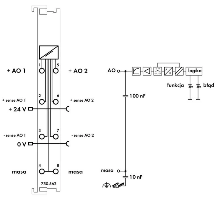 Moduł 2AO 0/+‑10V DC 16bit 750‑562 - obrazek 3