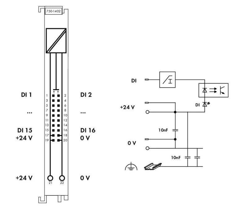 Moduł 16DI 24V DC 3.0ms ze złączem do przewodu taśmowego 750‑1402 - obrazek 3