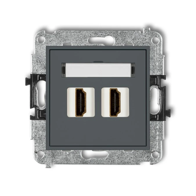 MINI Mechanizm gniazda podwójnego HDMI 2.0 grafitowy mat 28MHDMI‑4 - obrazek 1