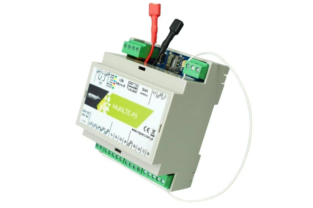 Moduł komunikacyjny LTE 4G/2G, 17VAC/24VDC, 8 wejść, 8 wyjść, 1000 użytkowników, obudowa 4M, MultiLTE‑RF‑PS‑D4M - obrazek 2