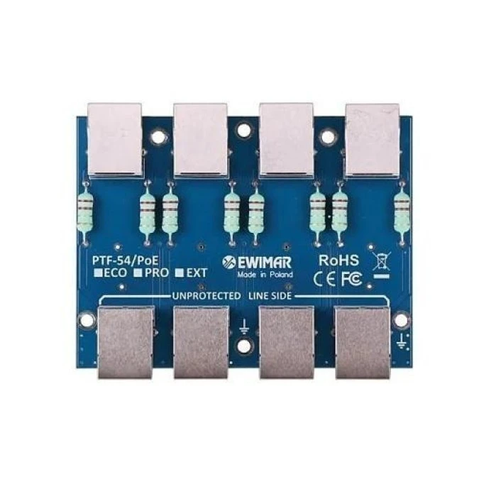Moduł ochronnika przeciwprzepięciowego LAN / IP CCTV serii PRO, PTF‑54‑PRO/PoE
