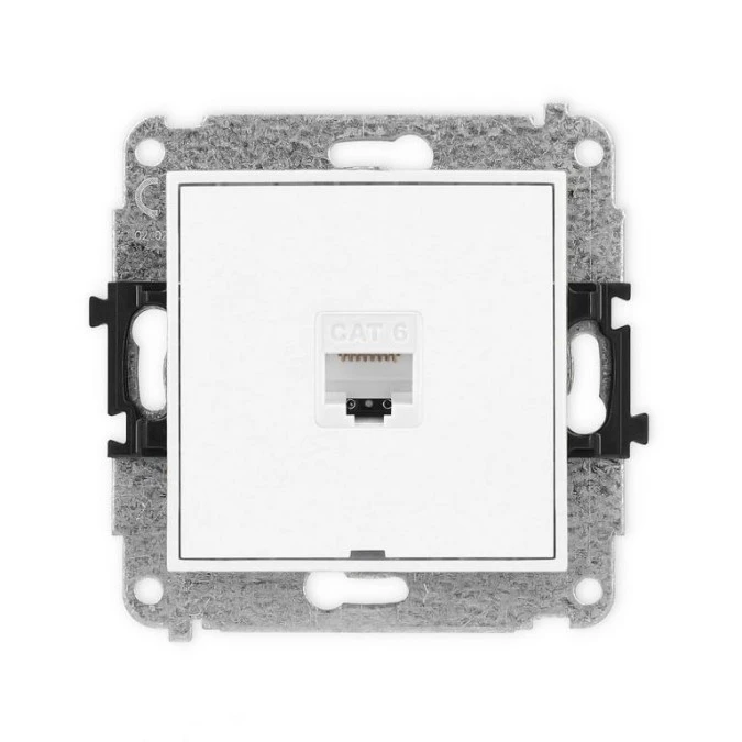 MINI Mechanizm gniazda komputerowego pojedynczego 1xRJ45, kat. 6, 8‑stykowy, bez pola opisowego biały mat 25MGKBO‑3 - obrazek 1