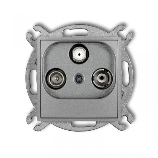 MINI Gniazdo antenowe RTV‑SAT przelotowe 10dB srebrny metalik 7MGSP - obrazek 1