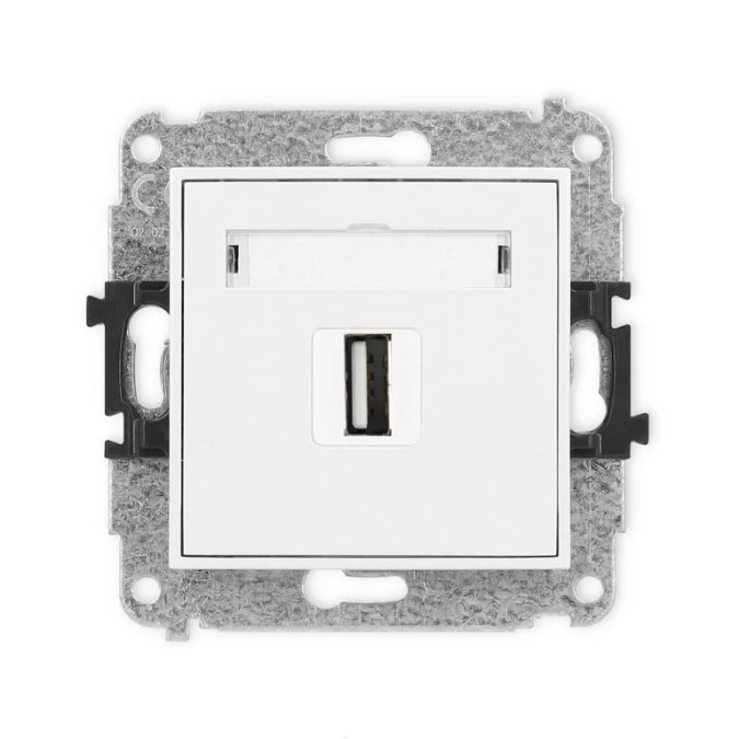 MINI Mechanizm gniazda pojedynczego USB A‑A 2.0 biały mat 25MGUSB‑1 - obrazek 1