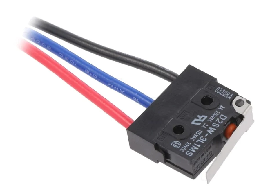 Mikroprzełącznik SNAP ACTION z dźwignią SPDT 2A/250VAC Poz 2 D2SW3L1MS D2SW‑3L1MS - obrazek 1