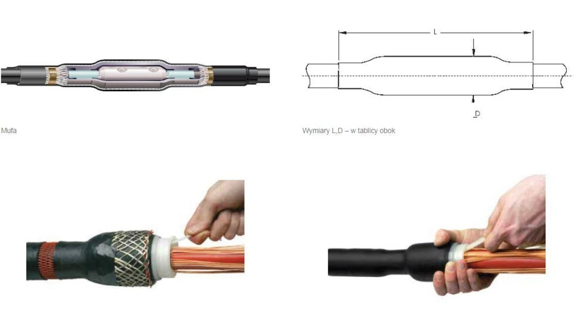 Mufa kablowa przelotowa ZIMNOKURCZLIWA TE Raychem CSJA‑24B/1XU‑1XU‑M zakres 35‑150mm2 ze złączką śrubową All In One - obrazek 2