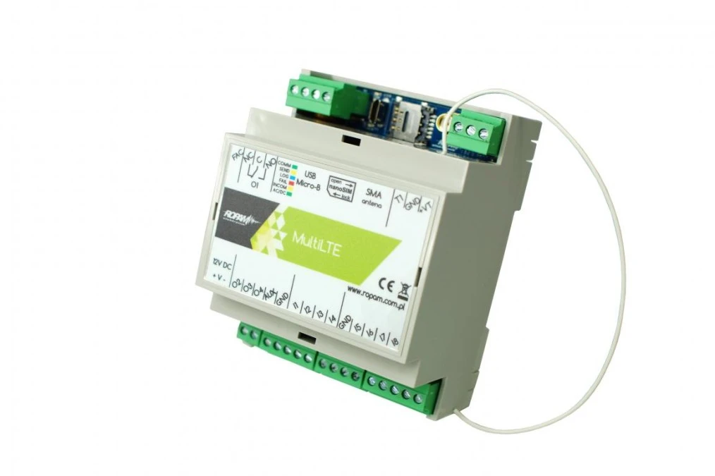 Moduł komunikacyjny LTE 4G/2G, 12VDC, 8wejść, 4 wyjścia, 1000 użytkowników, obudowa 4M, MultiLTE‑RF‑D4M - obrazek 2