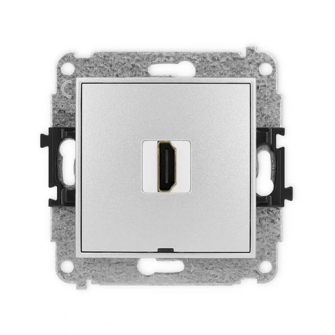 MINI Mechanizm gniazda pojedynczego HDMI 2.1, 8K, bez pola opisowego srebrny metalik 7MHDMIBO‑5 - obrazek 1