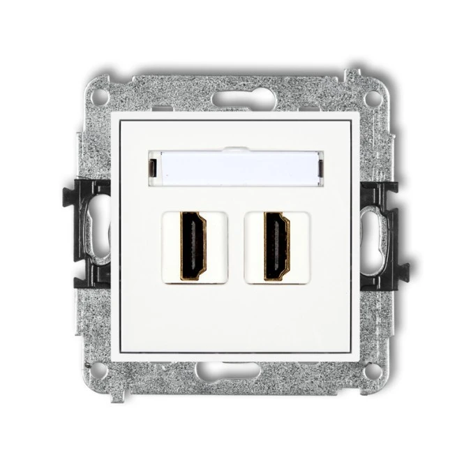MINI Mechanizm gniazda podwójnego HDMI 2.0 biały MHDMI‑4 - obrazek 1