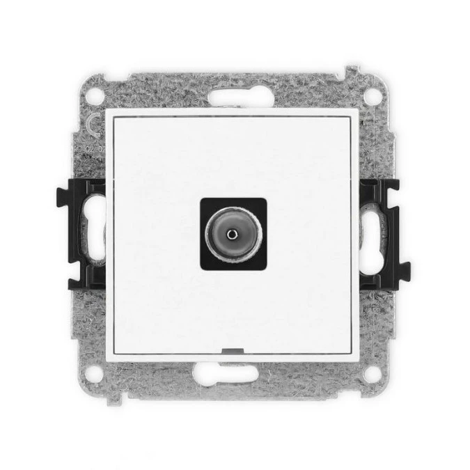 MINI Mechanizm gniazda antenowego pojedynczego TV, bez pola opisowego biały mat 25MGTVBO‑1 - obrazek 1