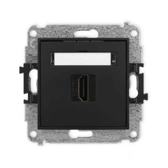 MINI Mechanizm gniazda pojedynczego HDMI 2.1, 8K czarny mat 12MHDMI‑5 - obrazek 1