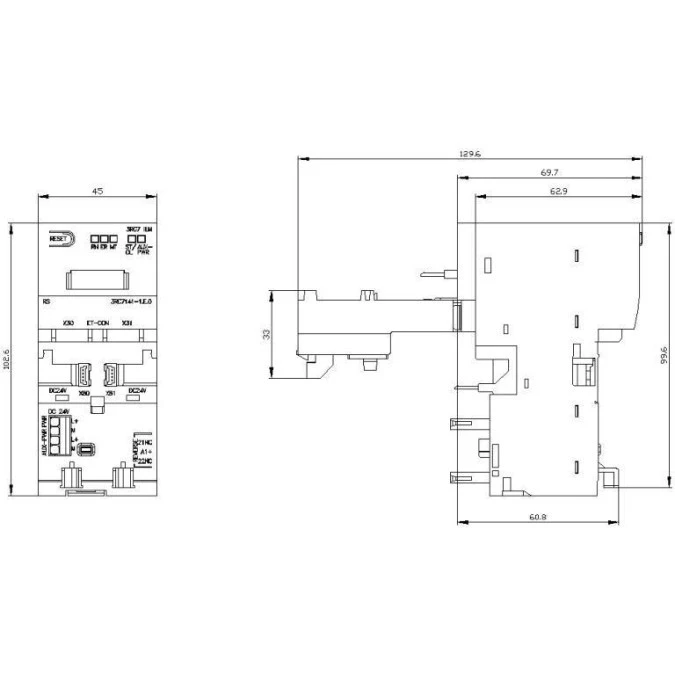 Moduł ILM rozruch rewersyjny Standard 0,4‑4 A do 690 V AC wielkość S00 3RC7141‑1EE00 - obrazek 2