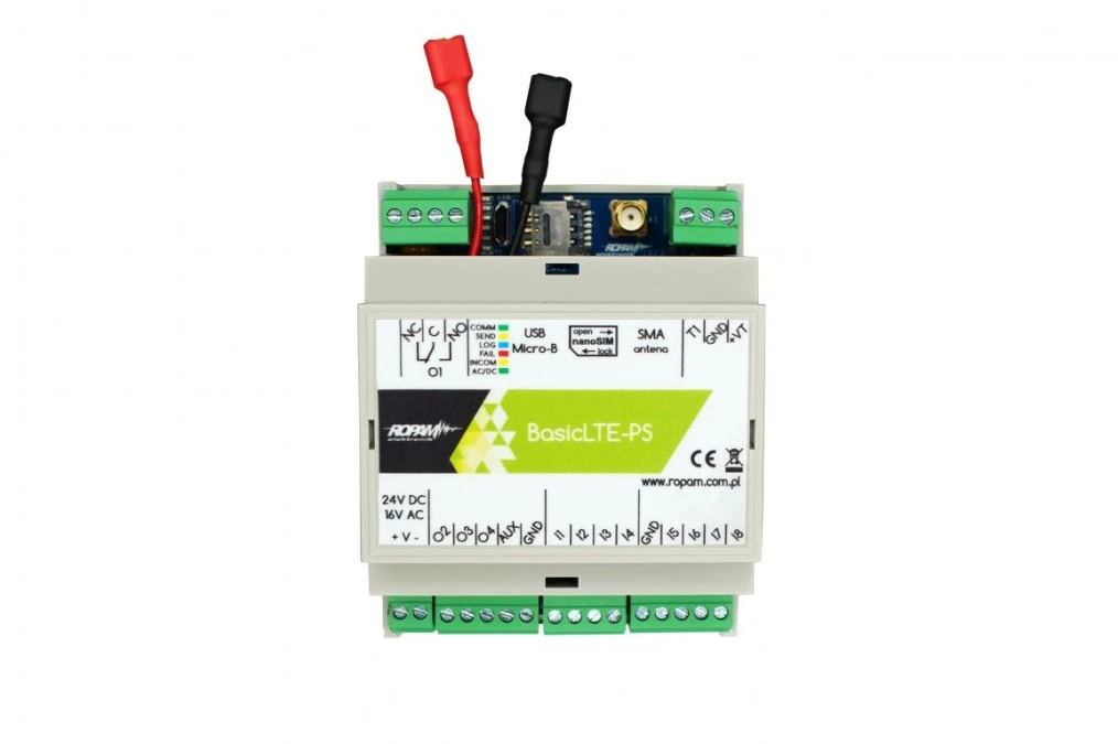 Moduł komunikacyjny LTE 4G/2G, 17VAC/24VDC, 8 wejść, 4 wyjścia, BasicLTE‑PS‑D4M - obrazek 1