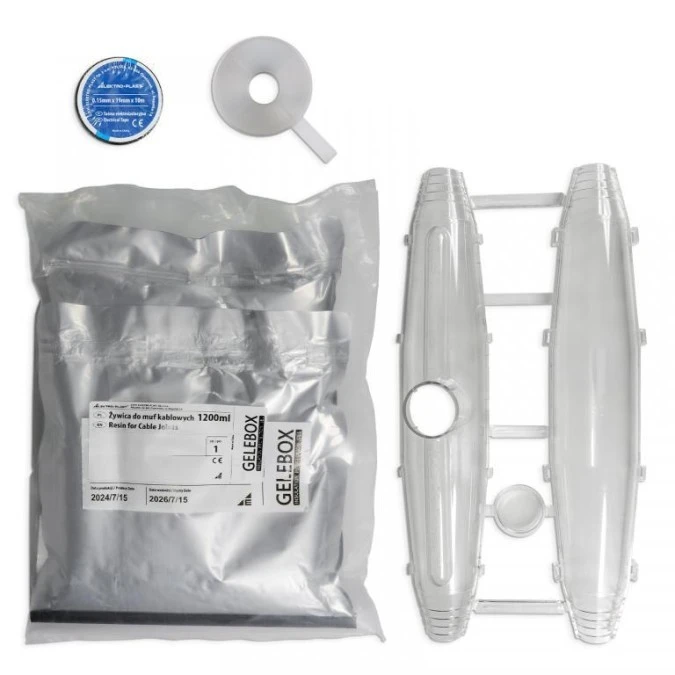 Mufa instalacyjna MM14 Ø25‑46mm żywica 1200ml taśma izolacyjna GELEBOX