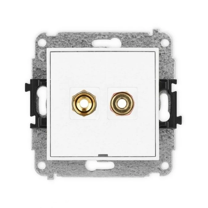 MINI Mechanizm gniazda głośnikowego pojedynczego, bez pola opisowego (typu banan ‑ czerwony i czarny, pozłacany, 4 mm2, skręcany - obrazek 1