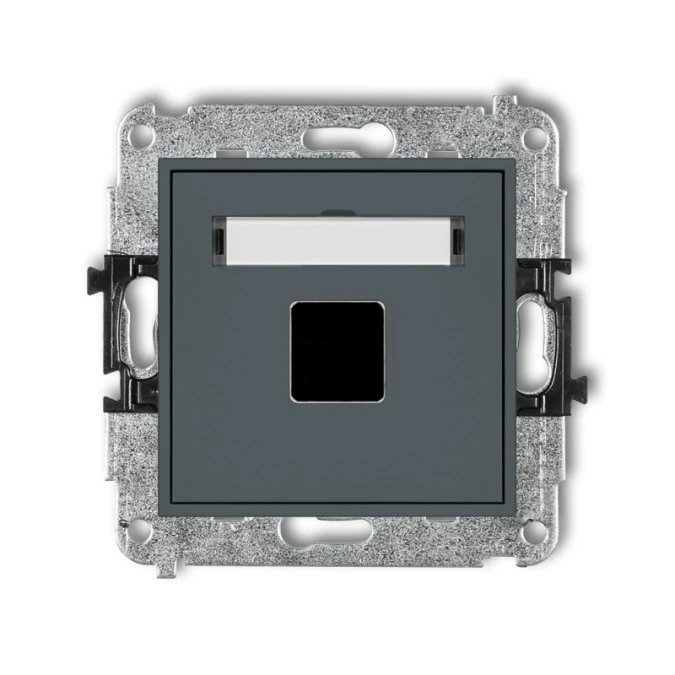 MINI Mechanizm gniazda multimedialnego pojedynczego bez modułu (standard Keystone) grafitowy mat 28MGM‑1P - obrazek 1